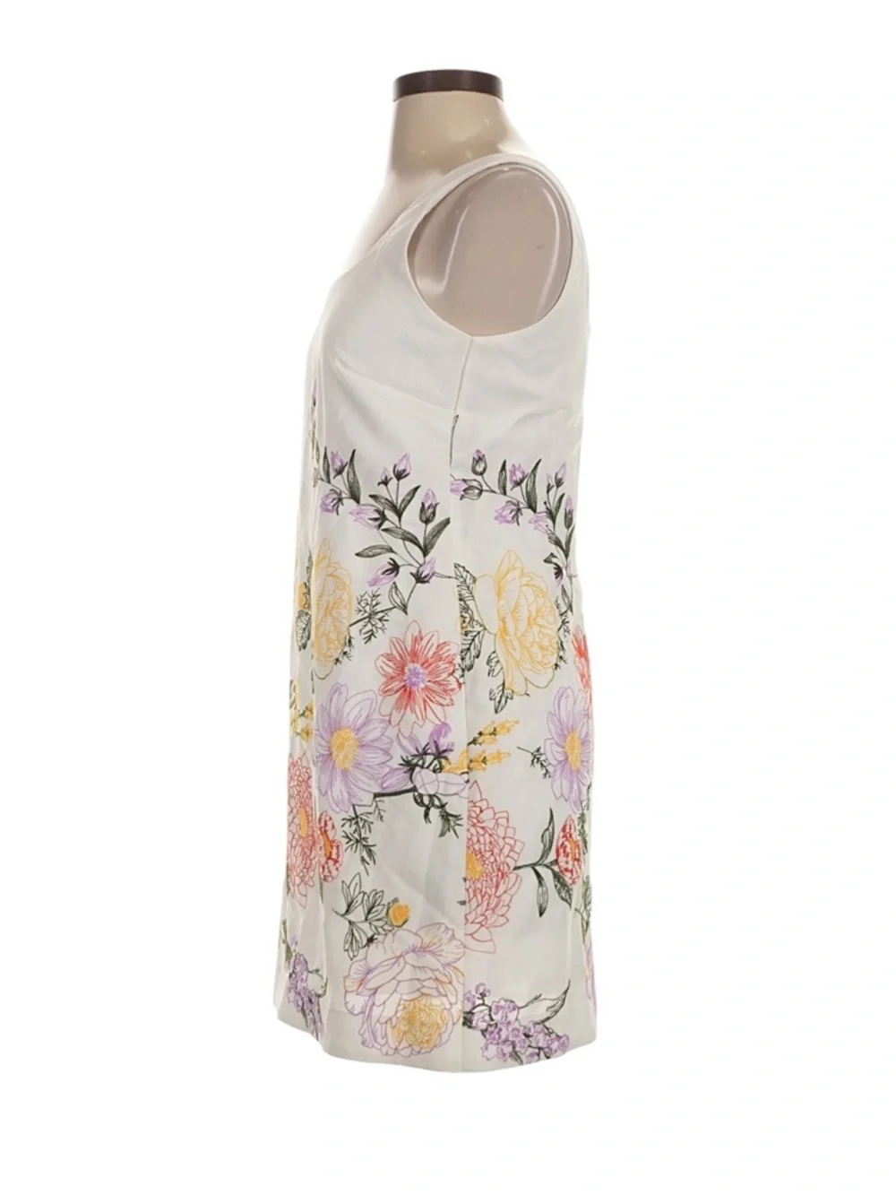 Tahari ASL NWT Floral Embroidered Square Neck Shift Mini Dress Ivory Cream 14 - Picture 4 of 14